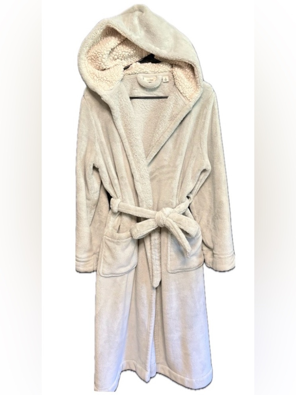 L.L. Bean Light Blue Plush Hooded Robe